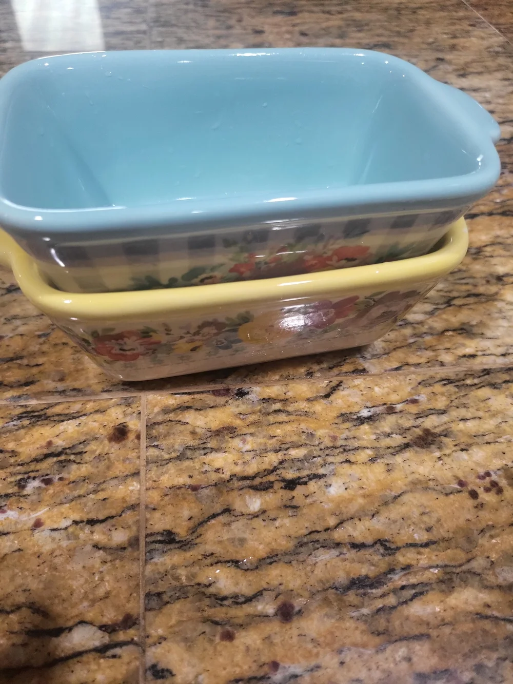 Pioneer Woman Set of 2 Mini Floral Stoneware Baking Dishes